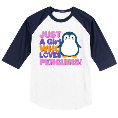 Cute Just A Girl Who Loves Penguins Baseball Sleeve Shirt