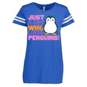 Cute Just A Girl Who Loves Penguins Enza Ladies Jersey Football T-Shirt