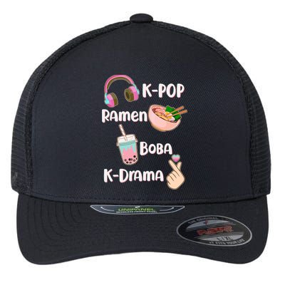 Cute K-Pop Raman Boba K-Drama Flexfit Unipanel Trucker Cap