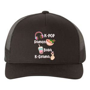 Cute K-Pop Raman Boba K-Drama Yupoong Adult 5-Panel Trucker Hat