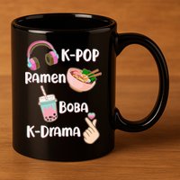 Cute K-Pop Raman Boba K-Drama 11oz C Handle Ceramic Mug