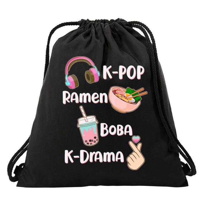 Cute K-Pop Raman Boba K-Drama Drawstring Bag