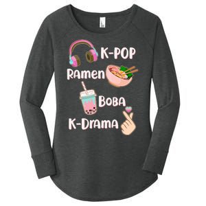 Cute K-Pop Raman Boba K-Drama Women's Perfect Tri Tunic Long Sleeve Shirt