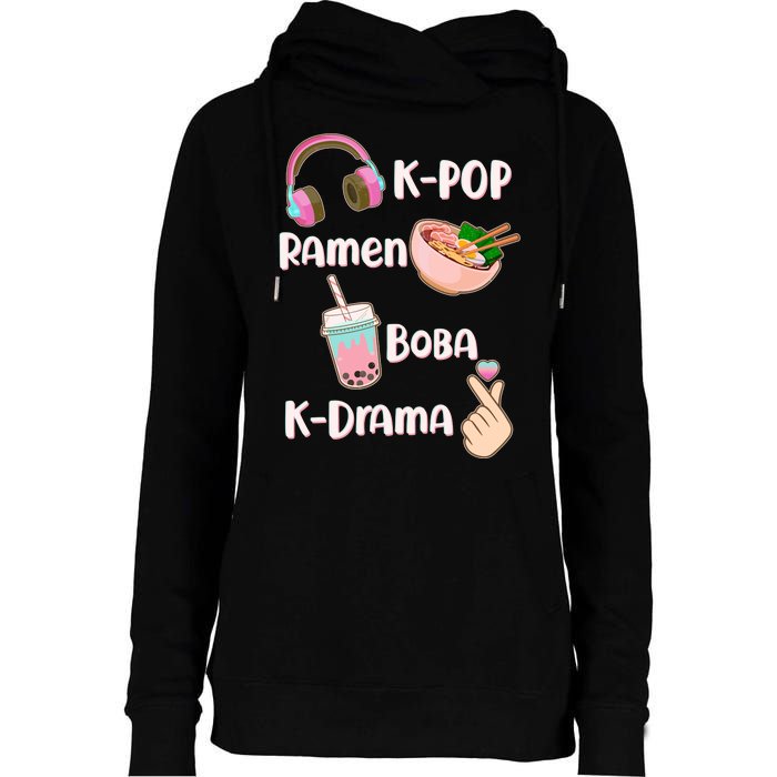 Cute K-Pop Raman Boba K-Drama Womens Funnel Neck Pullover Hood