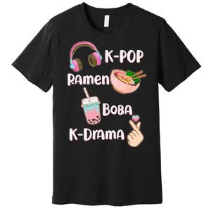 Cute K-Pop Raman Boba K-Drama Premium T-Shirt