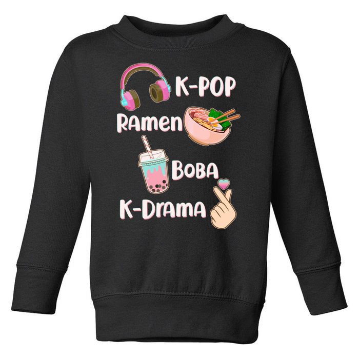 Cute K-Pop Raman Boba K-Drama Toddler Sweatshirt