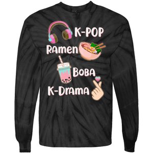 Cute K-Pop Raman Boba K-Drama Tie-Dye Long Sleeve Shirt