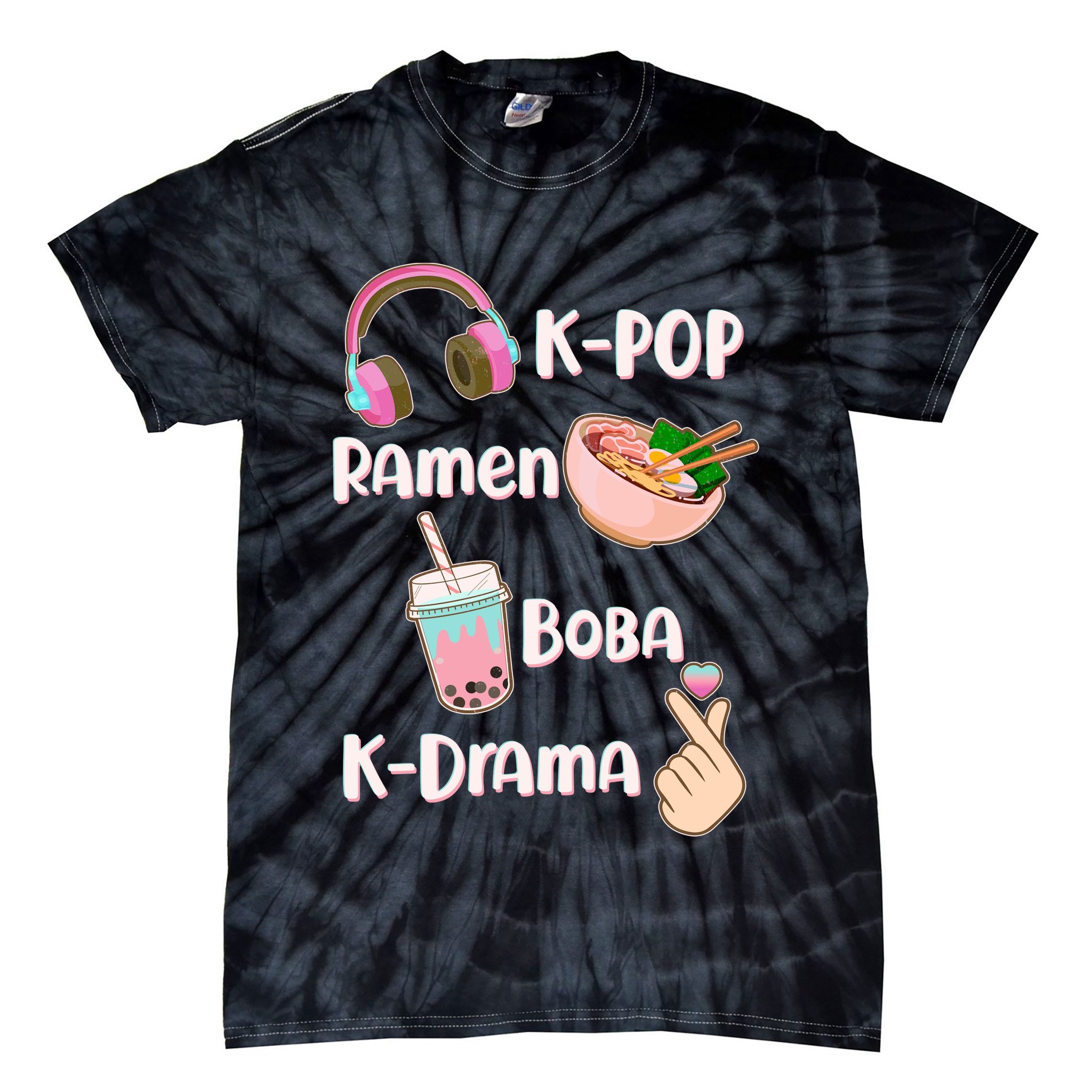 Cute K-Pop Raman Boba K-Drama Tie-Dye T-Shirt