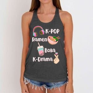 Cute K-Pop Raman Boba K-Drama Women's Knotted Racerback Tank