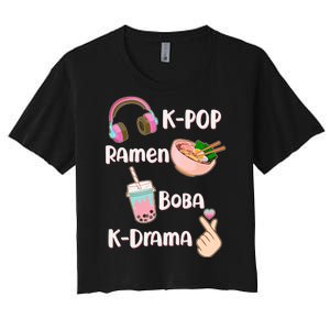 Cute K-Pop Raman Boba K-Drama Women's Crop Top Tee