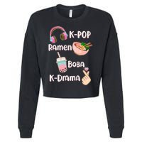 Cute K-Pop Raman Boba K-Drama Cropped Pullover Crew