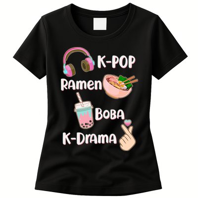 Cute K-Pop Raman Boba K-Drama Womens T-Shirt