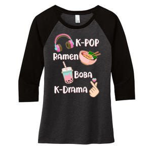 Cute K-Pop Raman Boba K-Drama Women's Tri-Blend 3/4-Sleeve Raglan Shirt