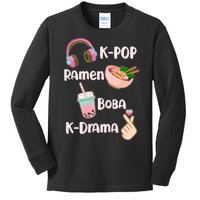 Cute K-Pop Raman Boba K-Drama Kids Long Sleeve Shirt