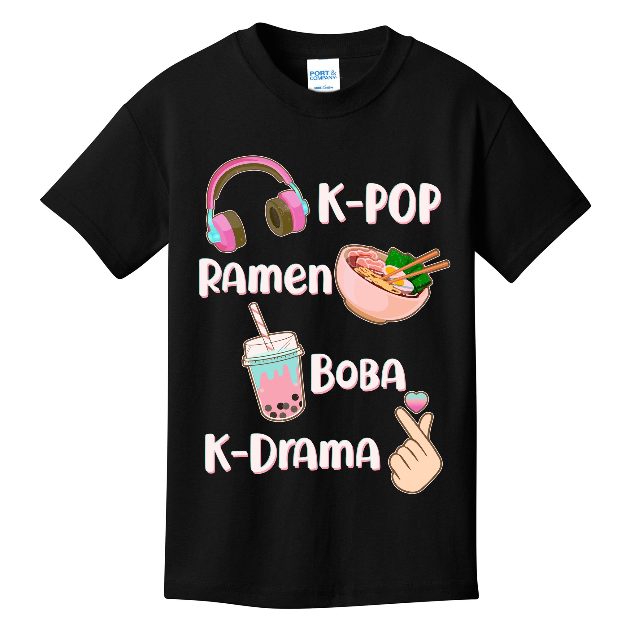 Cute K-Pop Raman Boba K-Drama Kids T-Shirt