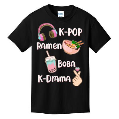 Cute K-Pop Raman Boba K-Drama Kids T-Shirt