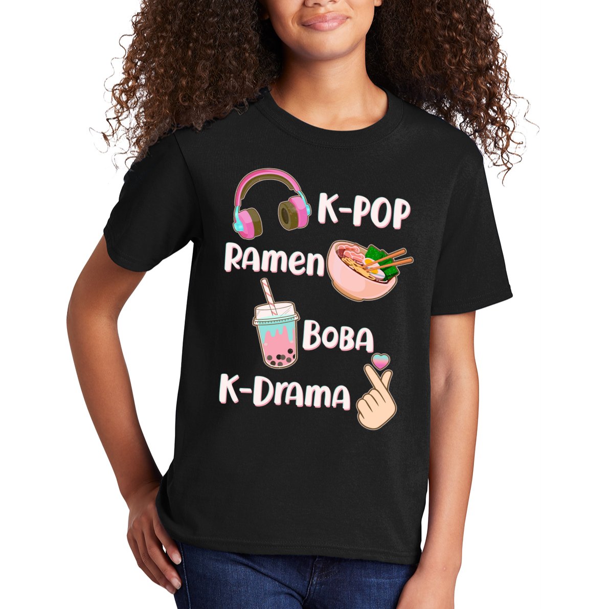 Cute K-Pop Raman Boba K-Drama Kids T-Shirt