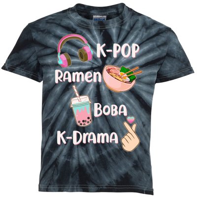 Cute K-Pop Raman Boba K-Drama Kids Tie-Dye T-Shirt