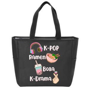 Cute K-Pop Raman Boba K-Drama Zip Tote Bag