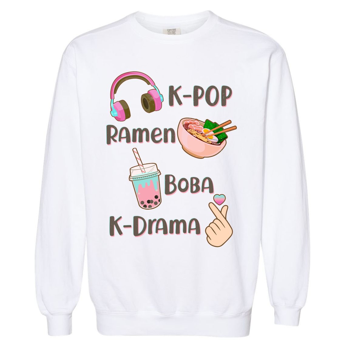 Cute K-Pop Raman Boba K-Drama Garment-Dyed Sweatshirt