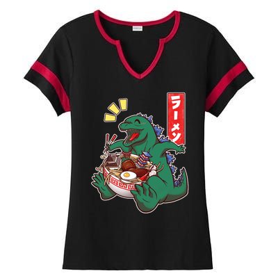 Cute Kaiju Ramen Ladies Halftime Notch Neck Tee