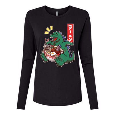 Cute Kaiju Ramen Womens Cotton Relaxed Long Sleeve T-Shirt