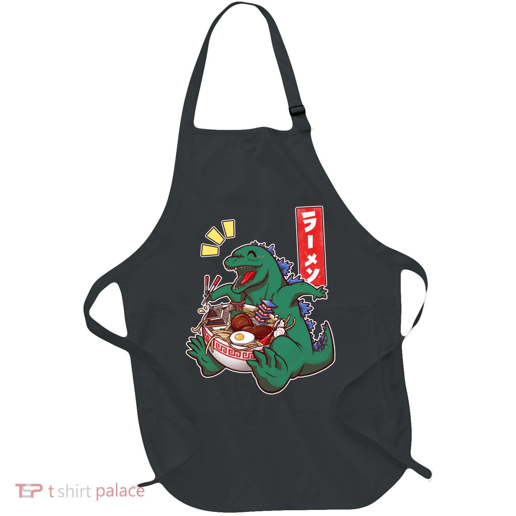 Cute Kaiju Ramen Full-Length Apron With Pockets
