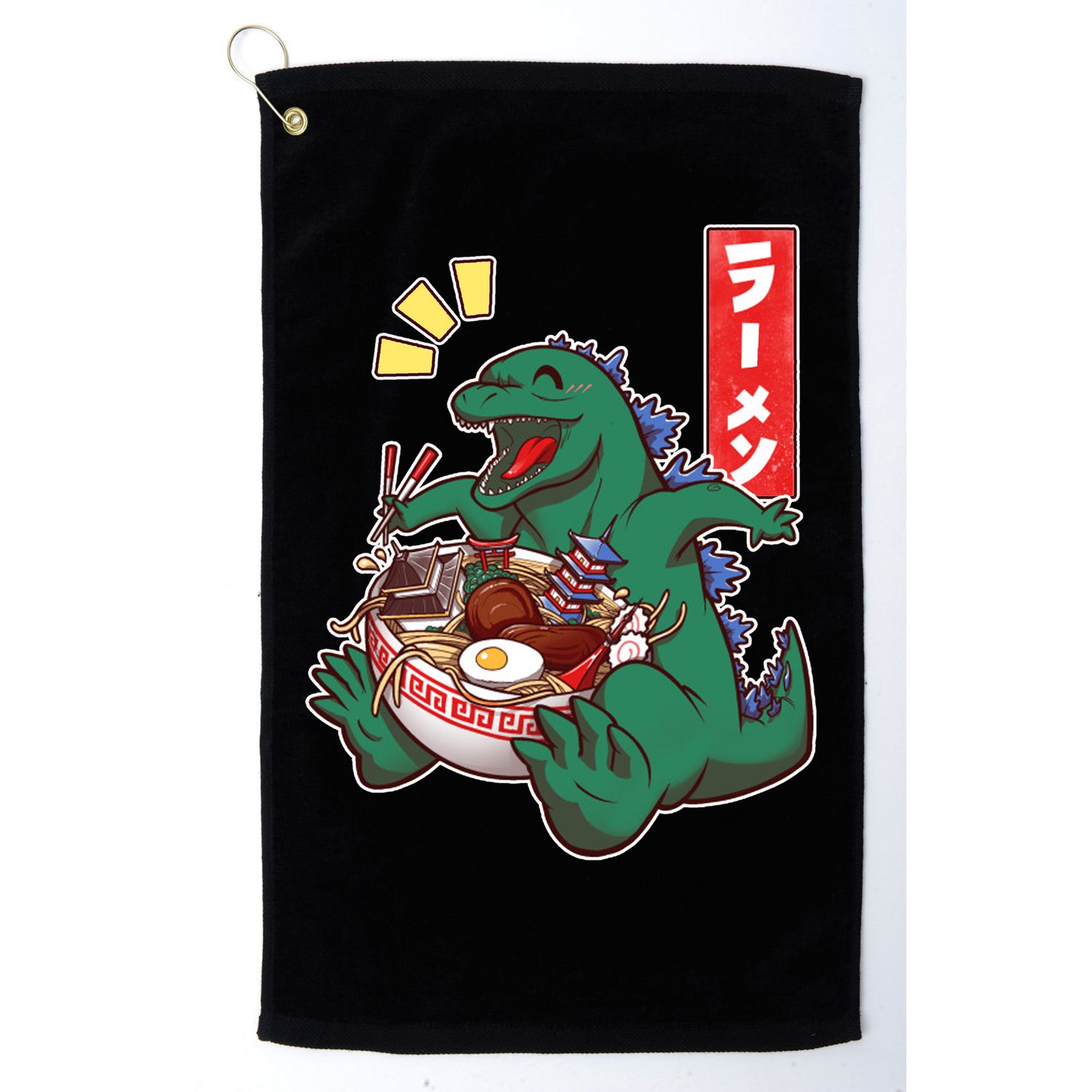 Cute Kaiju Ramen Golf Towel