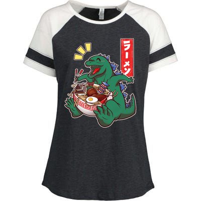 Cute Kaiju Ramen Enza Ladies Jersey Colorblock Tee