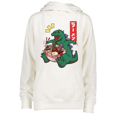 Cute Kaiju Ramen Womens Funnel Neck Pullover Hood