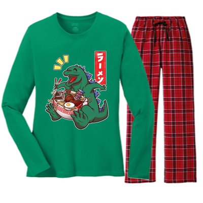 Cute Kaiju Ramen Women's Long Sleeve Flannel Pajama Set 