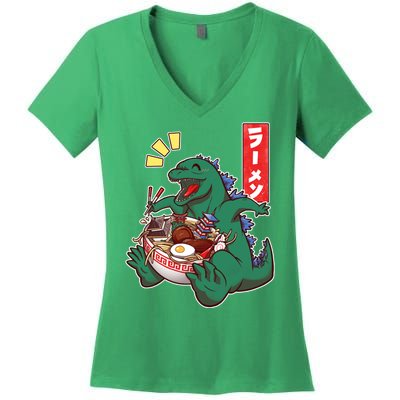 Cute Kaiju Ramen Women's V-Neck T-Shirt