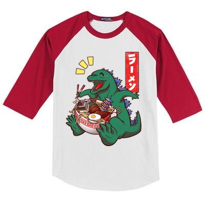 Cute Kaiju Ramen Kids Colorblock Raglan Jersey