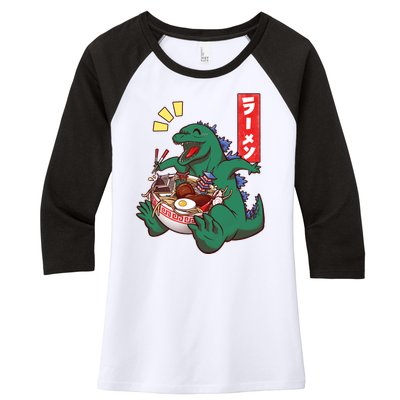 Cute Kaiju Ramen Women's Tri-Blend 3/4-Sleeve Raglan Shirt