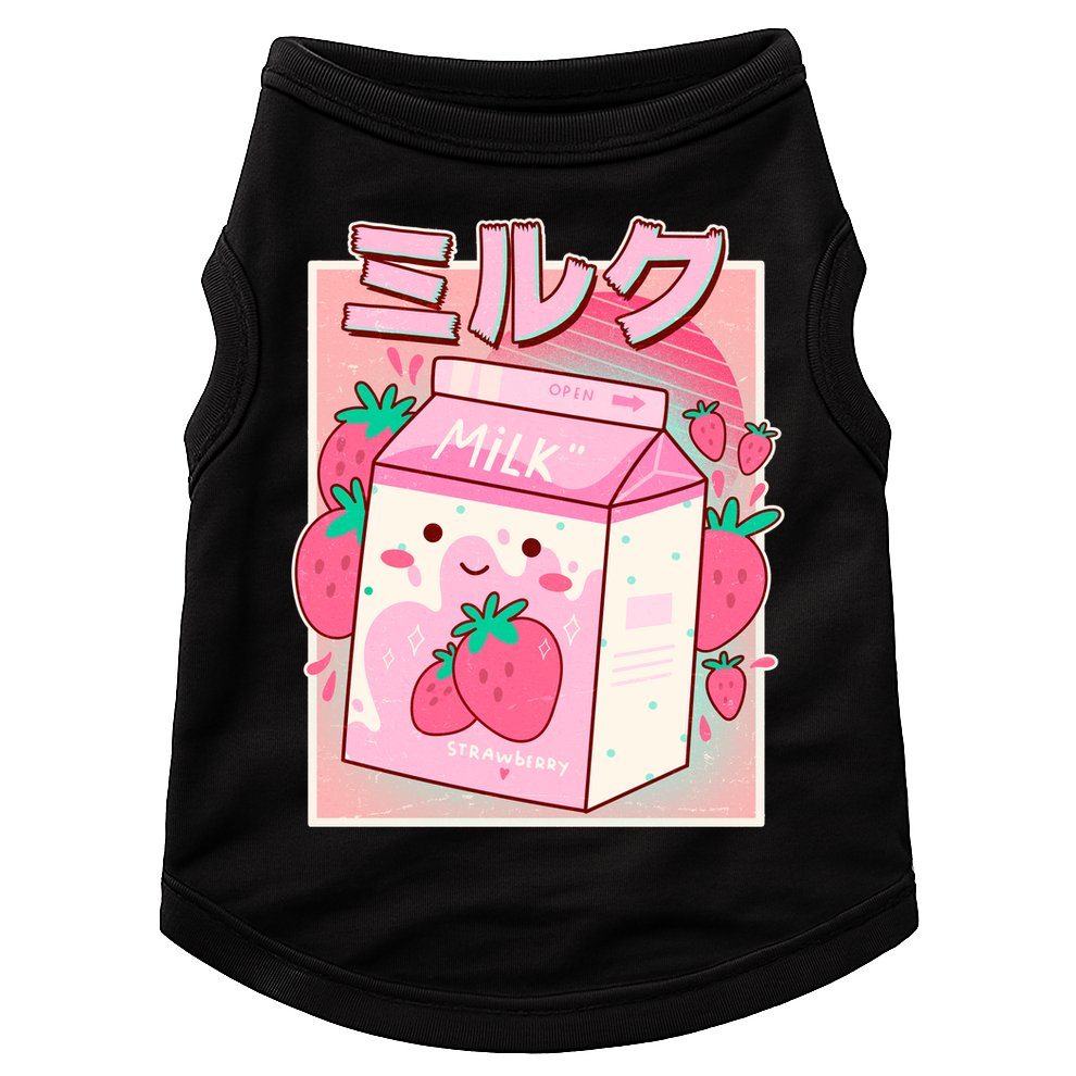 Cute Kawaii Japanese Strawberry Milk Doggie Tank