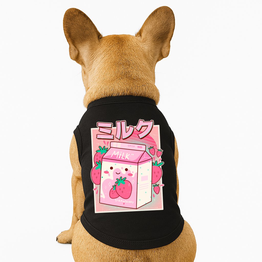 Cute Kawaii Japanese Strawberry Milk Doggie Tank