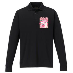 Cute Kawaii Japanese Strawberry Milk Performance Long Sleeve Polo