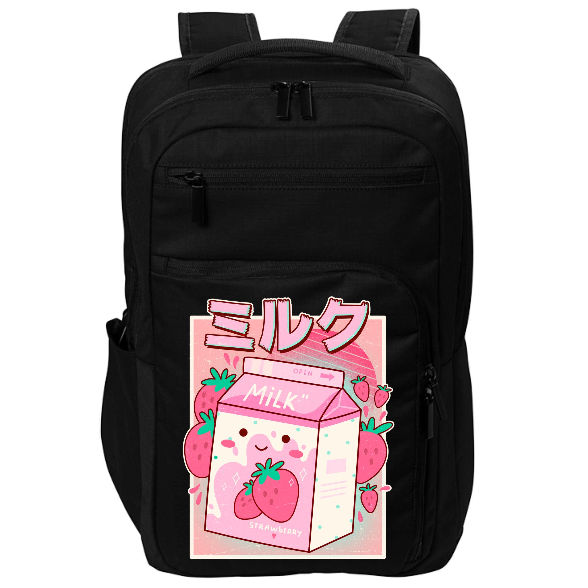 Cute Kawaii Japanese Strawberry Milk Impact Tech Backpack