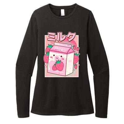 Cute Kawaii Japanese Strawberry Milk Womens CVC Long Sleeve Shirt