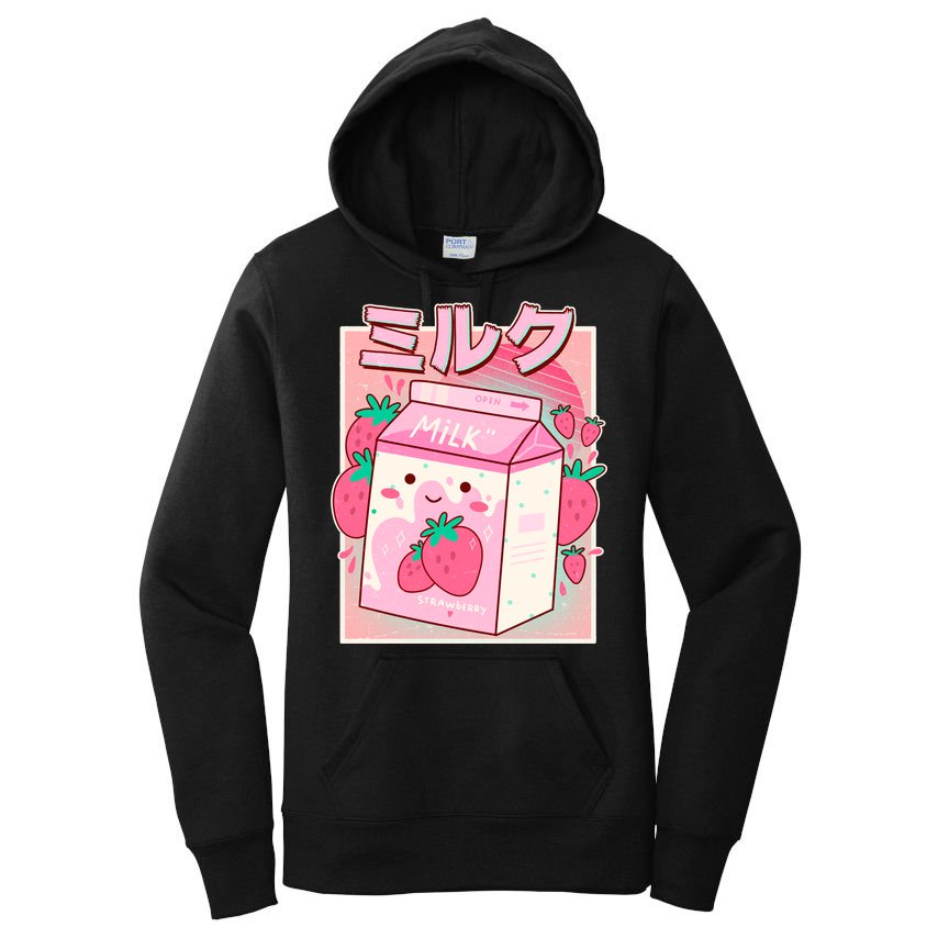 Cute Kawaii Japanese Strawberry Milk Women's Pullover Hoodie