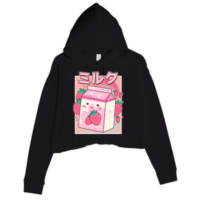 Cute Kawaii Japanese Strawberry Milk Crop Fleece Hoodie