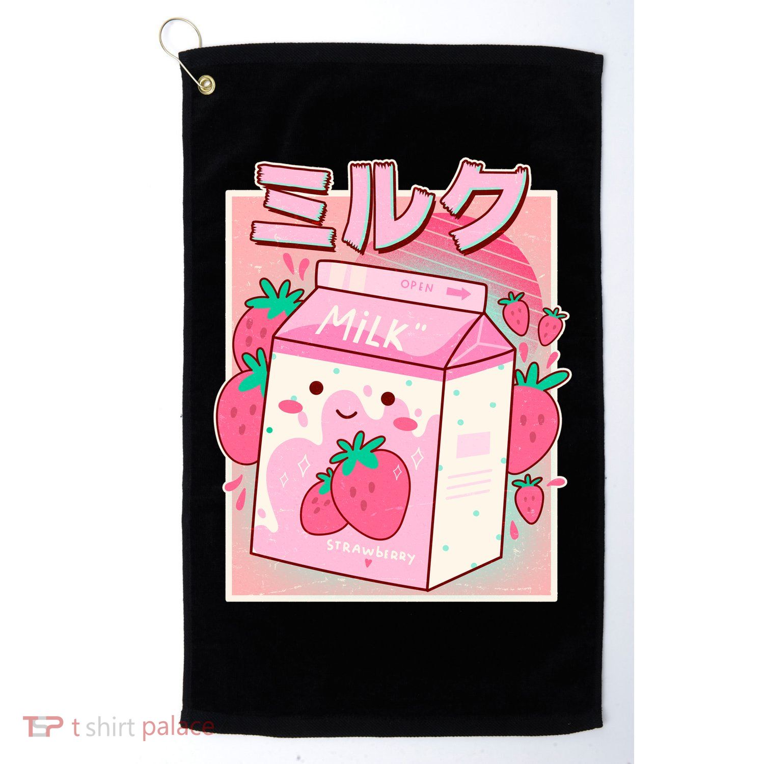 Cute Kawaii Japanese Strawberry Milk Golf Towel