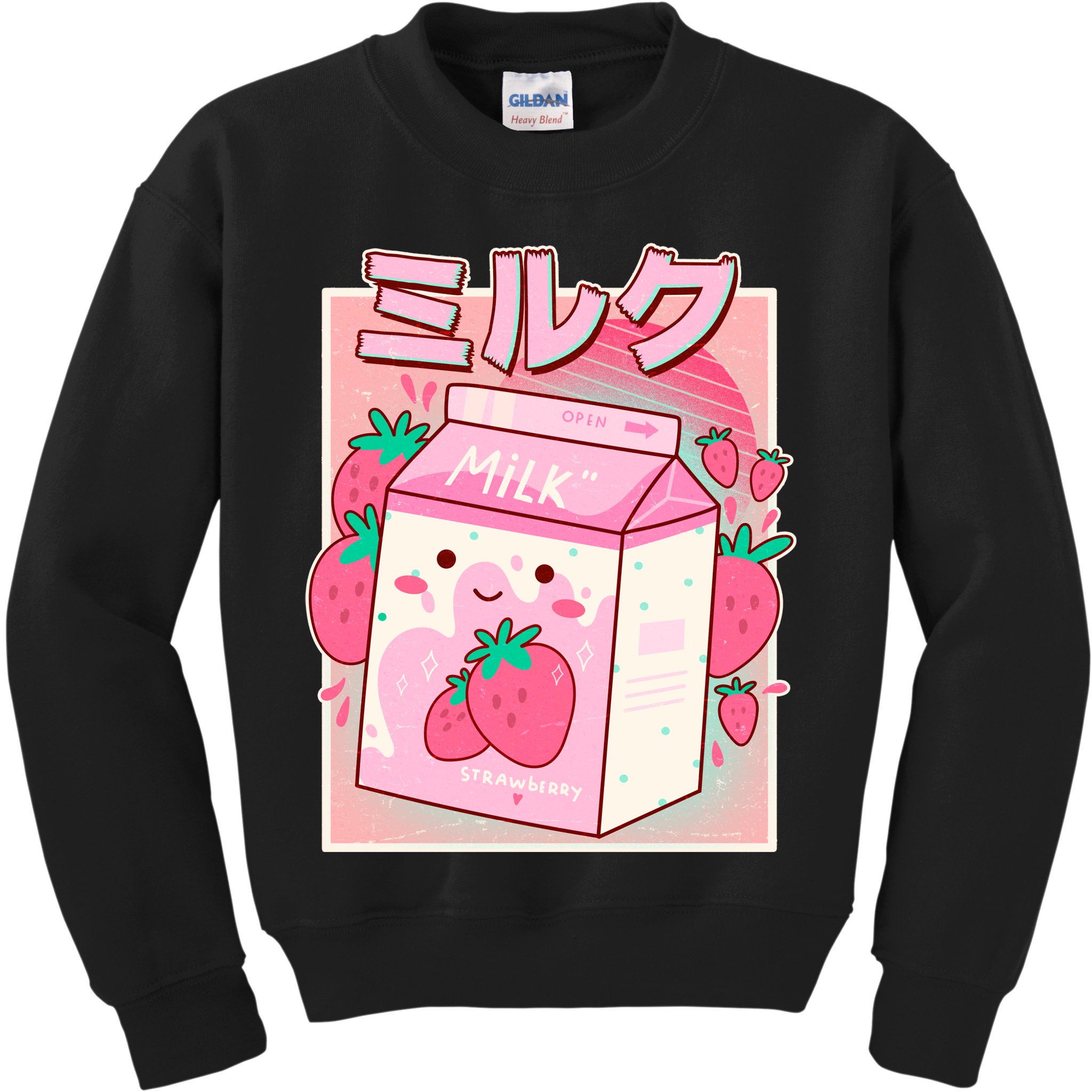 Cute Kawaii Japanese Strawberry Milk Kids Sweatshirt