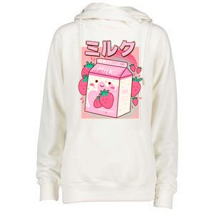 Cute Kawaii Japanese Strawberry Milk Womens Funnel Neck Pullover Hood