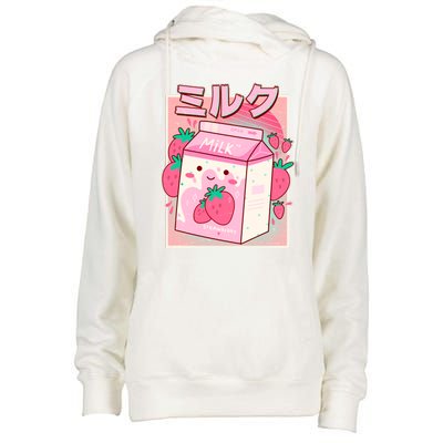 Cute Kawaii Japanese Strawberry Milk Womens Funnel Neck Pullover Hood