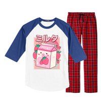 Cute Kawaii Japanese Strawberry Milk Raglan Sleeve Pajama Set