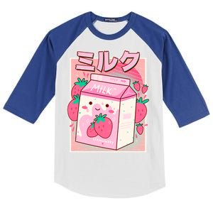 Cute Kawaii Japanese Strawberry Milk Kids Colorblock Raglan Jersey