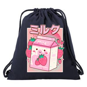 Cute Kawaii Japanese Strawberry Milk Drawstring Bag