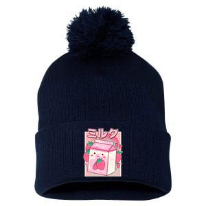 Cute Kawaii Japanese Strawberry Milk Pom Pom 12in Knit Beanie