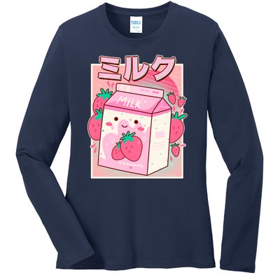 Cute Kawaii Japanese Strawberry Milk Ladies Long Sleeve Shirt